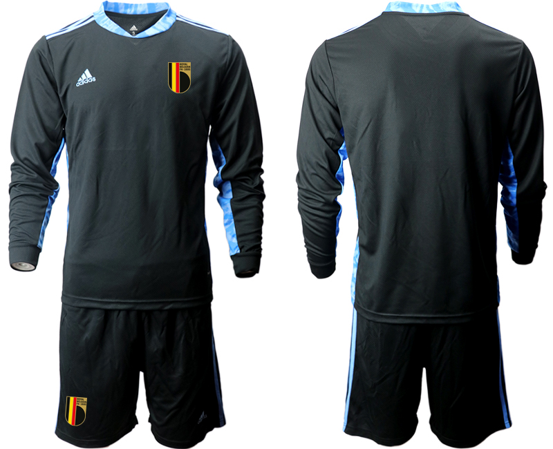 Cheap Men 2021 European Cup Belgium black Long sleeve goalkeeper Soccer Jersey